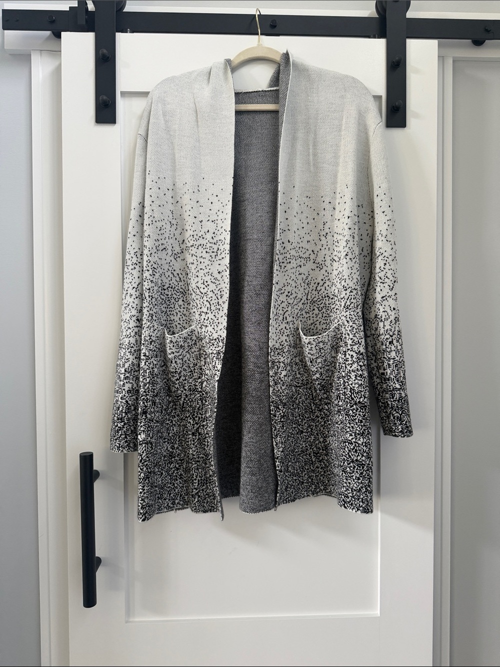 Open-Front Ombre Speckled Cardigan Sweater - Gray